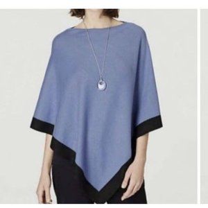 J Jill Womens One Size Blue Cotton/Linen Blend Poncho